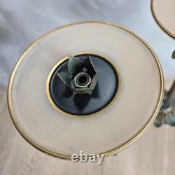 Vintage Pair Ornate Vintage Tapered Candle Holders Metal Glass Patina 9.5 Tall