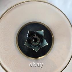 Vintage Pair Ornate Vintage Tapered Candle Holders Metal Glass Patina 9.5 Tall