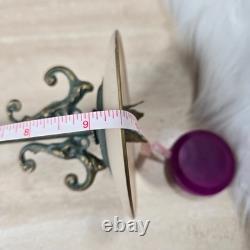 Vintage Pair Ornate Vintage Tapered Candle Holders Metal Glass Patina 9.5 Tall