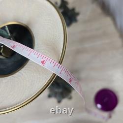 Vintage Pair Ornate Vintage Tapered Candle Holders Metal Glass Patina 9.5 Tall