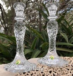 Vintage Pair Waterford Crystal Sea Jewel 10 Candlesticks Candle Holders Decor
