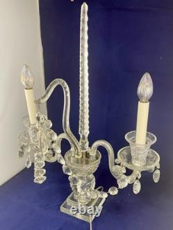 Vintage Pair of Large Regency Style Electrified Crystal Candelabrum