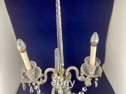 Vintage Pair of Large Regency Style Electrified Crystal Candelabrum