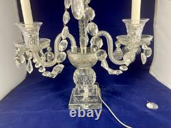 Vintage Pair of Large Regency Style Electrified Crystal Candelabrum