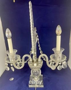 Vintage Pair of Large Regency Style Electrified Crystal Candelabrum