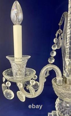 Vintage Pair of Large Regency Style Electrified Crystal Candelabrum