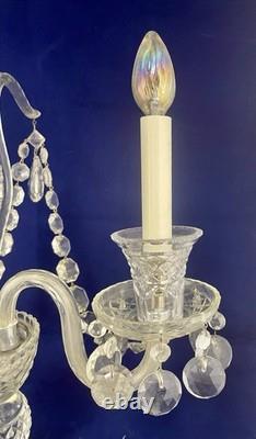Vintage Pair of Large Regency Style Electrified Crystal Candelabrum