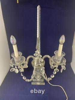 Vintage Pair of Large Regency Style Electrified Crystal Candelabrum