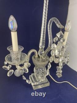 Vintage Pair of Large Regency Style Electrified Crystal Candelabrum