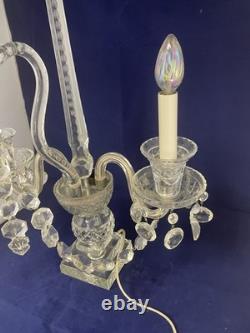 Vintage Pair of Large Regency Style Electrified Crystal Candelabrum