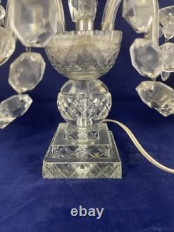 Vintage Pair of Large Regency Style Electrified Crystal Candelabrum