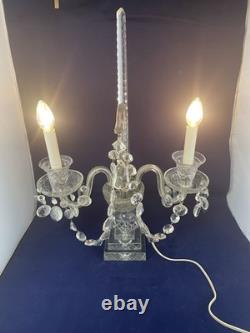 Vintage Pair of Large Regency Style Electrified Crystal Candelabrum