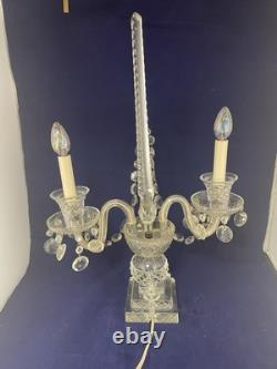 Vintage Pair of Large Regency Style Electrified Crystal Candelabrum