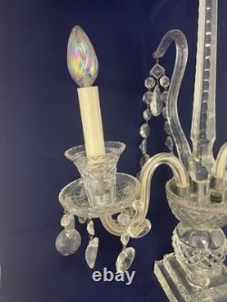 Vintage Pair of Large Regency Style Electrified Crystal Candelabrum