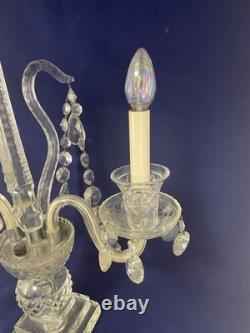Vintage Pair of Large Regency Style Electrified Crystal Candelabrum