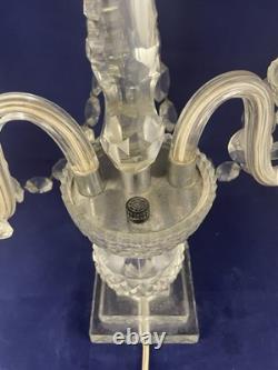 Vintage Pair of Large Regency Style Electrified Crystal Candelabrum