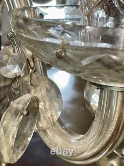 Vintage Pair of Large Regency Style Electrified Crystal Candelabrum
