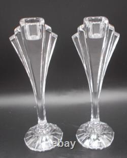 Vintage Pair of Tall 8.5 inches Art Deco Glass Candle Holders