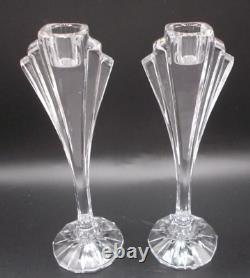 Vintage Pair of Tall 8.5 inches Art Deco Glass Candle Holders