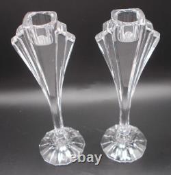 Vintage Pair of Tall 8.5 inches Art Deco Glass Candle Holders