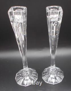 Vintage Pair of Tall 8.5 inches Art Deco Glass Candle Holders