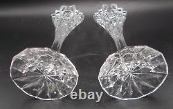 Vintage Pair of Tall 8.5 inches Art Deco Glass Candle Holders