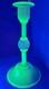 Vintage Pairpoint Camaria Green Uranium Glass 10 Controlled Bubble Candleholder