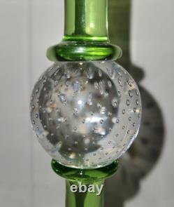 Vintage Pairpoint Camaria Green Uranium Glass 10 Controlled Bubble Candleholder