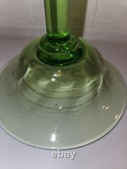 Vintage Pairpoint Camaria Green Uranium Glass 10 Controlled Bubble Candleholder
