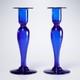 Vintage Pairpoint Cobalt Blue Glass Candlesticks Pair 2 Pc Lot 9h