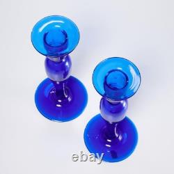 Vintage Pairpoint Cobalt Blue Glass Candlesticks Pair 2 pc Lot 9h Vintage Pairpoint Cobalt Blue Glass Candlesticks Pair 2 pc Lot 9h