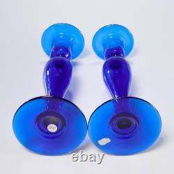 Vintage Pairpoint Cobalt Blue Glass Candlesticks Pair 2 pc Lot 9h Vintage Pairpoint Cobalt Blue Glass Candlesticks Pair 2 pc Lot 9h