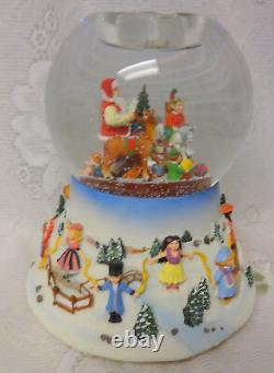 Vintage Partylite Christmas Santa Elf Musical Animated Snow Globe Candle Holder