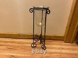Vintage Partylite Wrought Iron Hurricane Glass Seville 3 Wick Candle Holder