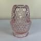 Vintage Pink Peach Indiana Glass Diamond Point Fairy Lamp Light Candle Holder