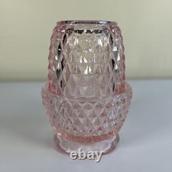 Vintage Pink Peach Indiana Glass Diamond Point Fairy Lamp Light Candle Holder