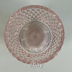 Vintage Pink Peach Indiana Glass Diamond Point Fairy Lamp Light Candle Holder