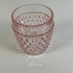 Vintage Pink Peach Indiana Glass Diamond Point Fairy Lamp Light Candle Holder