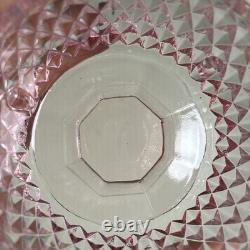 Vintage Pink Peach Indiana Glass Diamond Point Fairy Lamp Light Candle Holder