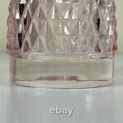 Vintage Pink Peach Indiana Glass Diamond Point Fairy Lamp Light Candle Holder
