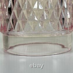 Vintage Pink Peach Indiana Glass Diamond Point Fairy Lamp Light Candle Holder