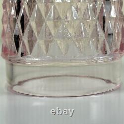 Vintage Pink Peach Indiana Glass Diamond Point Fairy Lamp Light Candle Holder