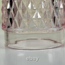 Vintage Pink Peach Indiana Glass Diamond Point Fairy Lamp Light Candle Holder