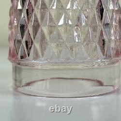 Vintage Pink Peach Indiana Glass Diamond Point Fairy Lamp Light Candle Holder