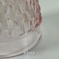 Vintage Pink Peach Indiana Glass Diamond Point Fairy Lamp Light Candle Holder