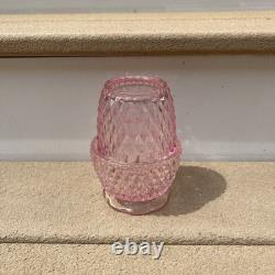 Vintage Pink Peach Indiana Glass Diamond Point Fairy Lamp Light Candle Holder