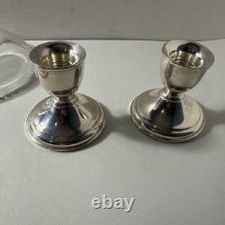 Vintage Preisner 26 Sterling Silver Weighted Candle Holders With Extra Glass