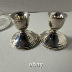 Vintage Preisner 26 Sterling Silver Weighted Candle Holders With Extra Glass