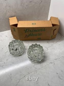 Vintage Princess House 486 Crystal Glass Round Scalloped Candle Holders Pair