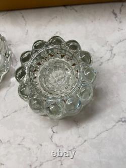 Vintage Princess House 486 Crystal Glass Round Scalloped Candle Holders Pair